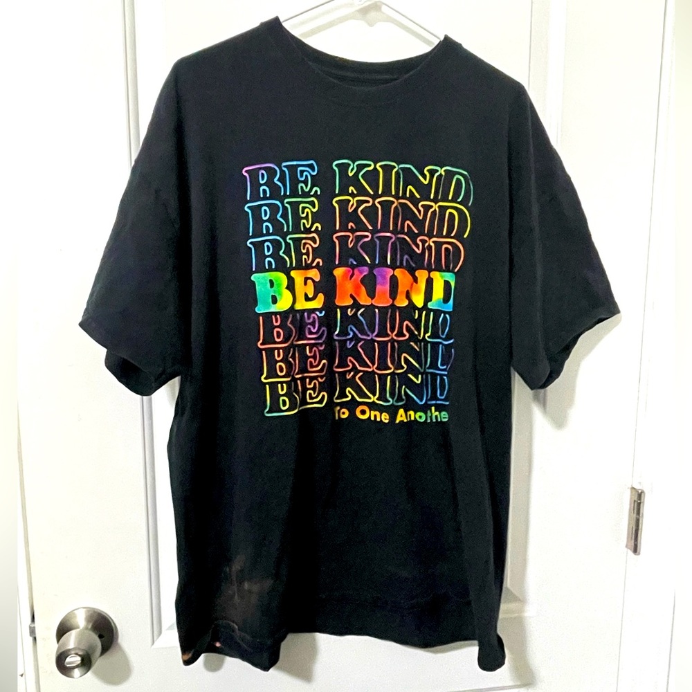 DOM "Be Kind" Pride LGBTQ+ Rainbow Letter Tee Shirt $4 if added to Bundle